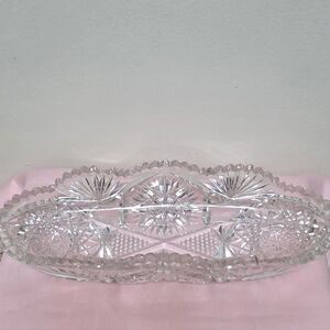 American Brillant Cut Glass Oval Serving Dish